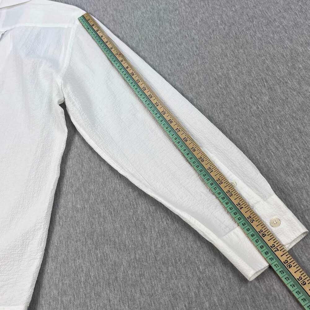 Todd Snyder Portuguese Seersucker Camp Shirt Men L White Loop Collar Long Sleeve - Picture 14 of 15